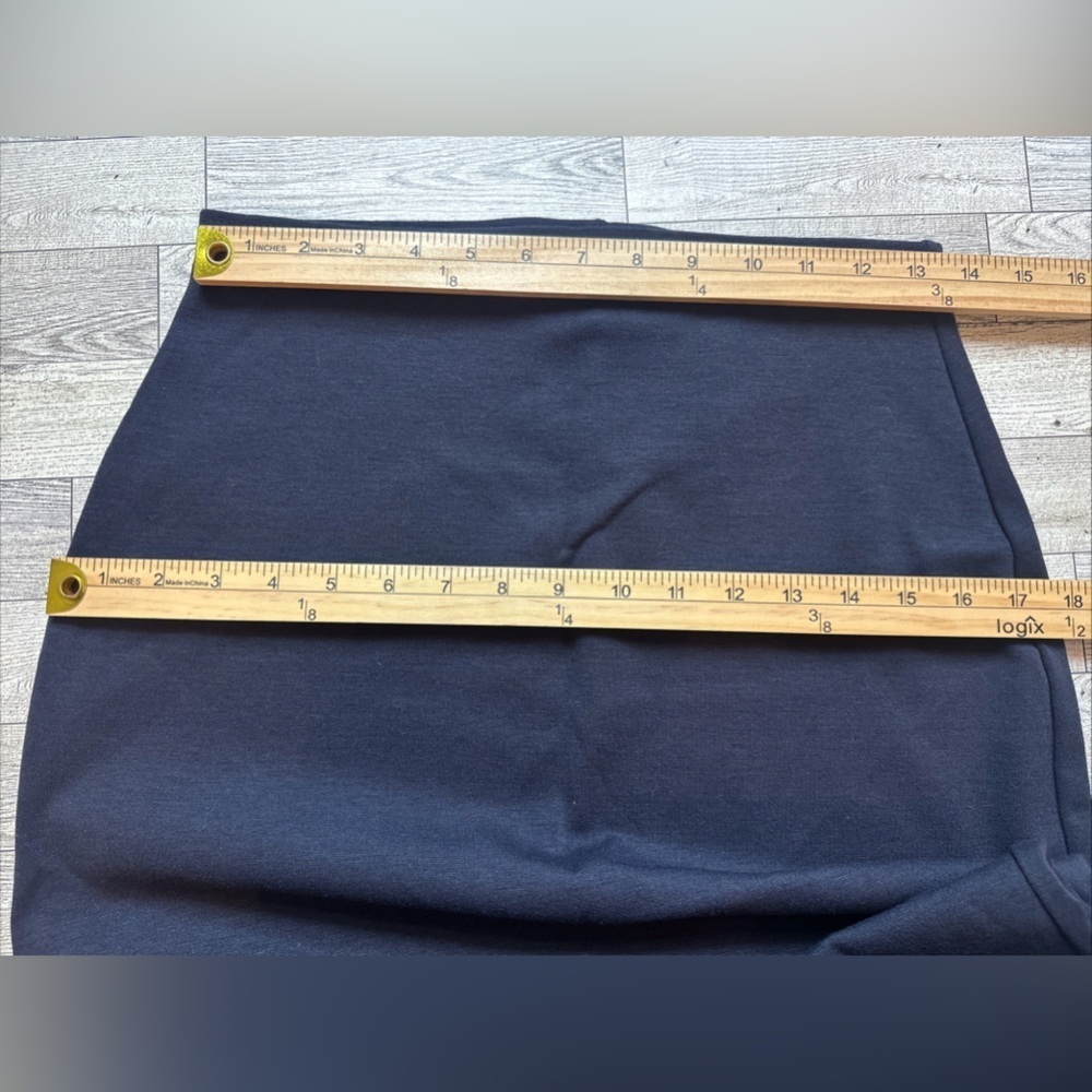 VTG Carolina Colours Sz S Navy Blue Knit Maxi Skirt Leg Slit Elastic Waist - Picture 6 of 8